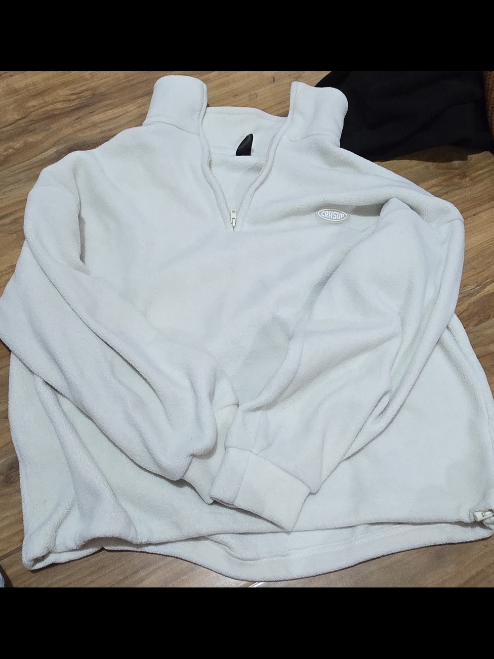Light Cream White Quarter-Zip Fleece Pullover